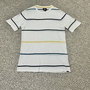 Men's Quicksilver Stripe Surf T-shirt Large White 100% Cotton